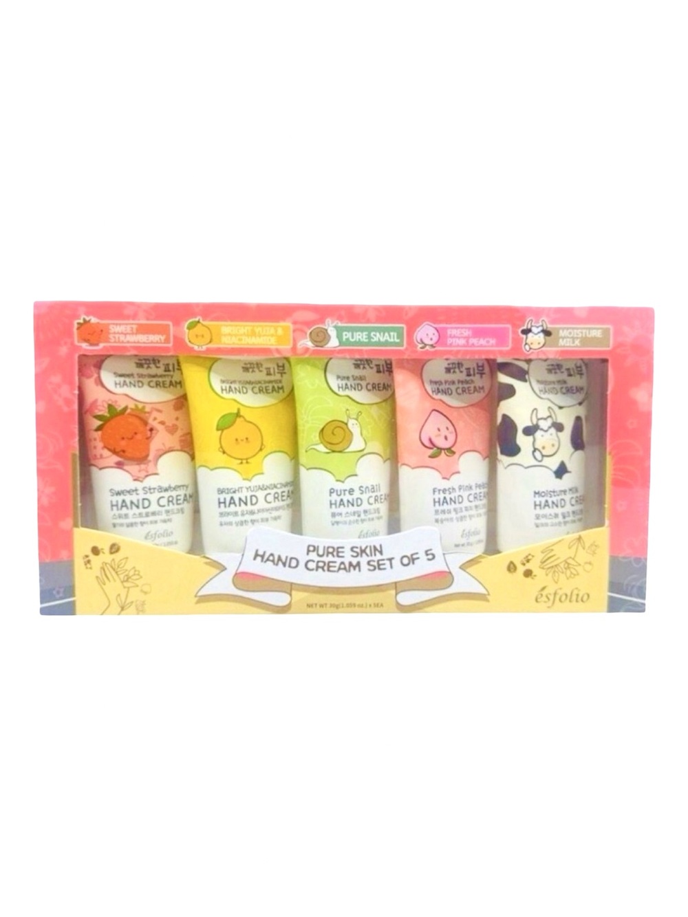 Esfolio Pure Skin Hand Cream - Set of 5 - 1.059 oz / 30g x 5 - Korean Skincare